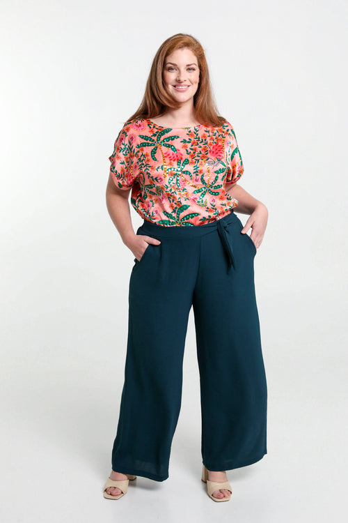 Locker geschnittene, unifarbene Hose mit geknöpftem Gürtel-Paprika-5