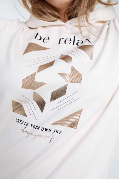 Unifarbener Pullover mit Aufschrift aus Folie und Kapuze-Paprika-7