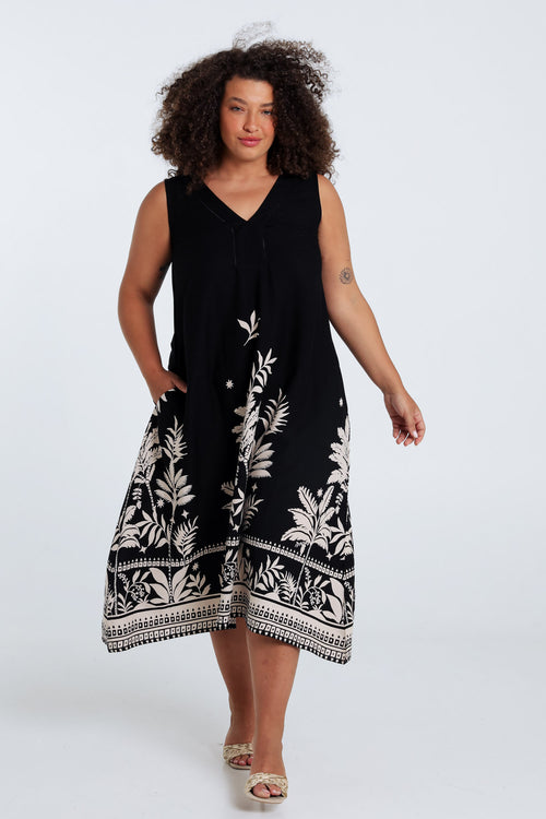 Druckkleid aus Viskose mit Blattmuster-Paprika-7