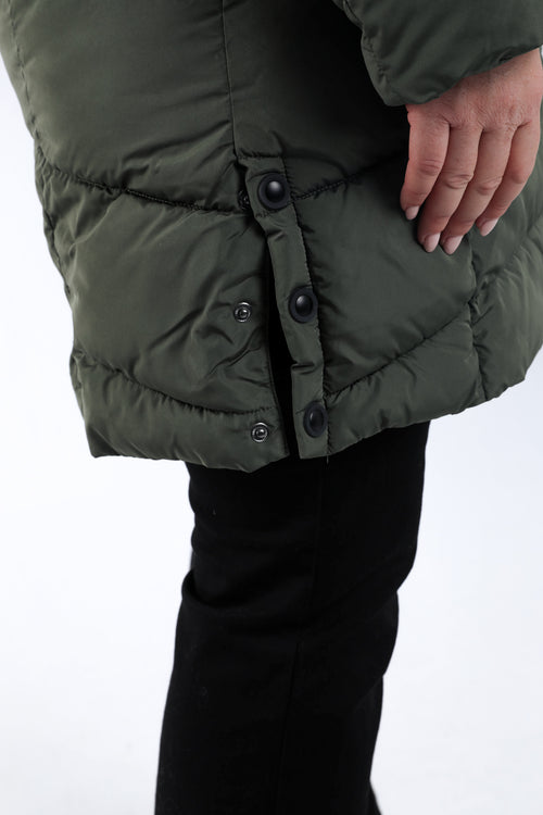 Uni langer Daunenmantel-Paprika-6