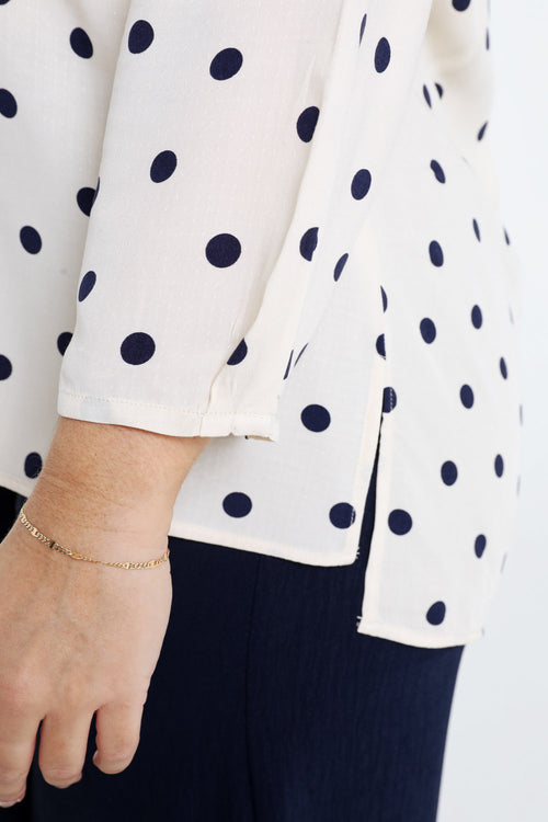 Bluse aus bedruckter Viskose mit Punkten-Paprika-6