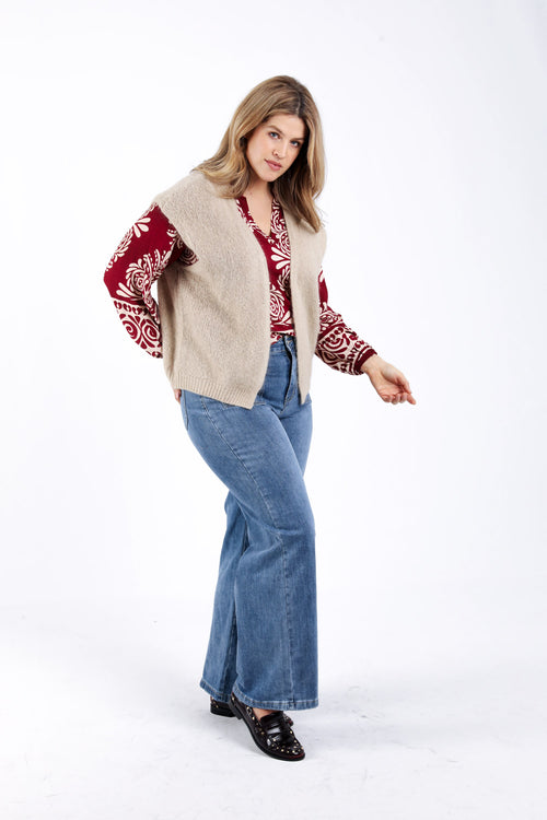 Einfarbige ärmellose Weste-Paprika-5