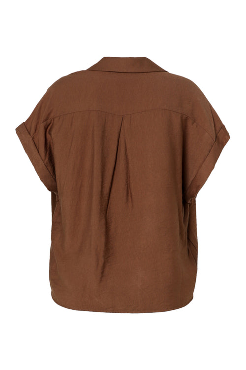Knotbluse aus einfarbigem Viskose-Paprika-11