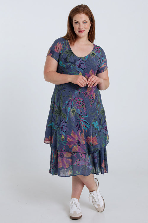 Kleid aus Baumwoll-Gaze mit Blumenmuster-Paprika-7