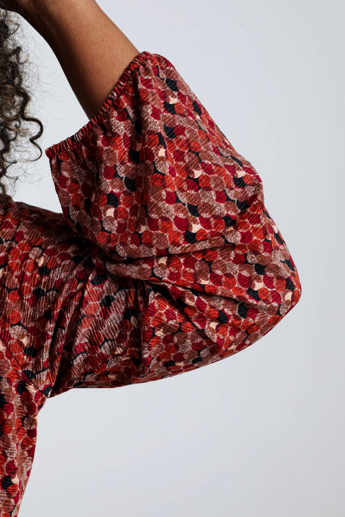 Gerade geschnittenes Top mit Kreismuster-Paprika-4