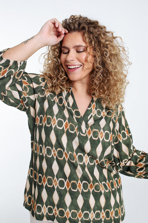 Bluse aus Viskose mit grafischem Print-Paprika-3