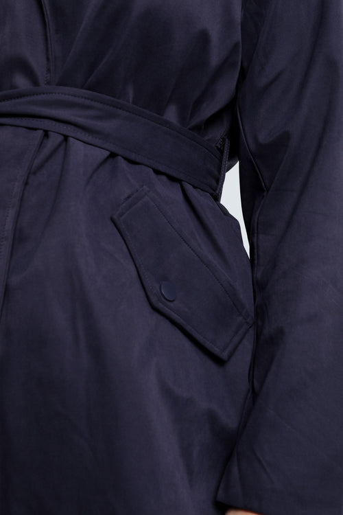 Einfarbiger, mittellanger Trenchcoat mit Kapuze-Paprika-6