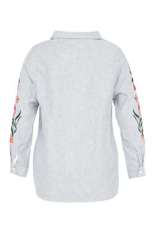 Gestreiftes Hemd mit bestickten Ärmeln-Paprika-12