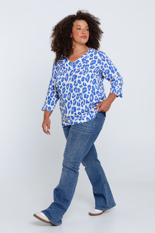 Tierhaut-Muster Viskosebluse-Paprika-8