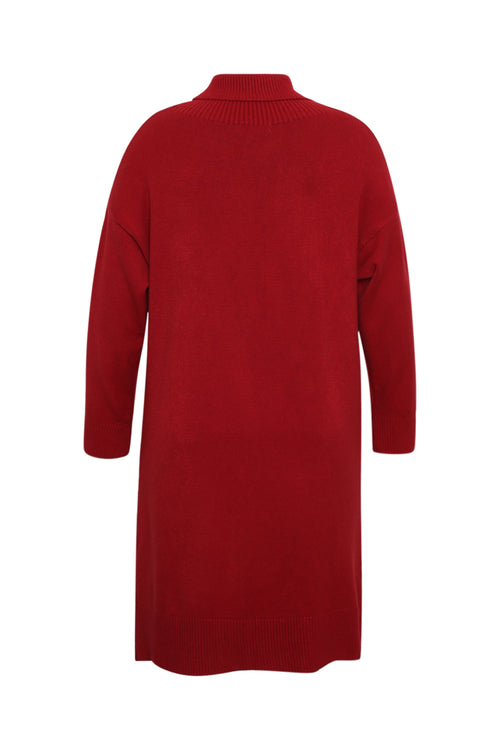 Einfarbiger Strickkleid-Paprika-10