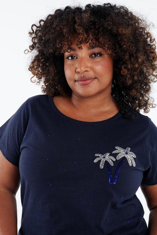 T-shirt aus Baumwolle mit Palmen aus Pailletten-Paprika-3