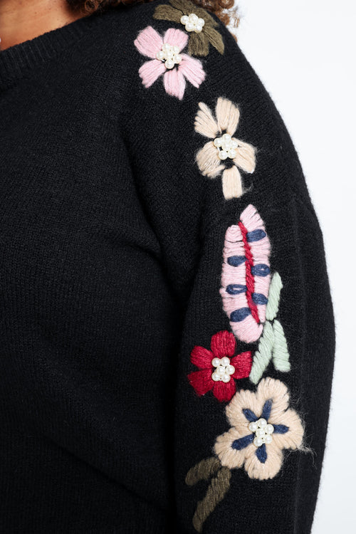 Einfarbiger Pullover mit Stickeffekt an den Ärmeln-Paprika-5