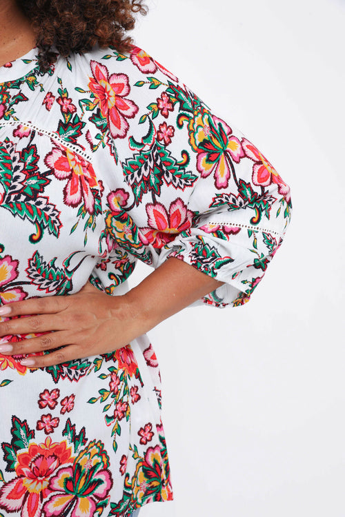 Bedruckte Viskosebluse mit Blumenmuster-Paprika-4