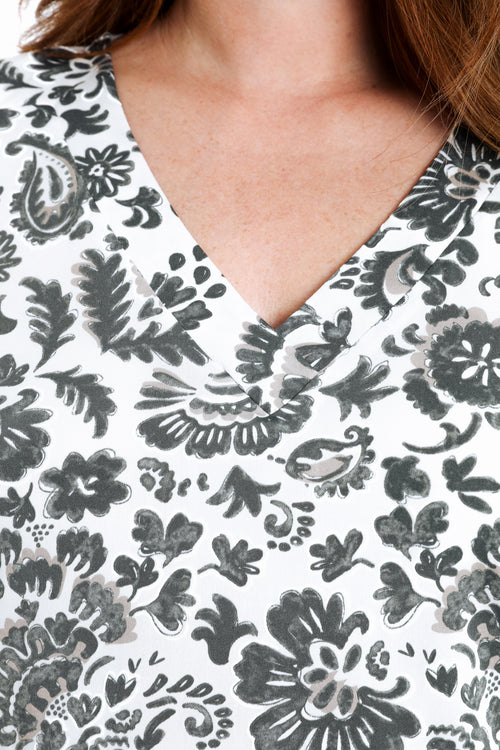 T-Shirt aus kühlem Strick mit zweifarbigem Blumenmuster-Paprika-6