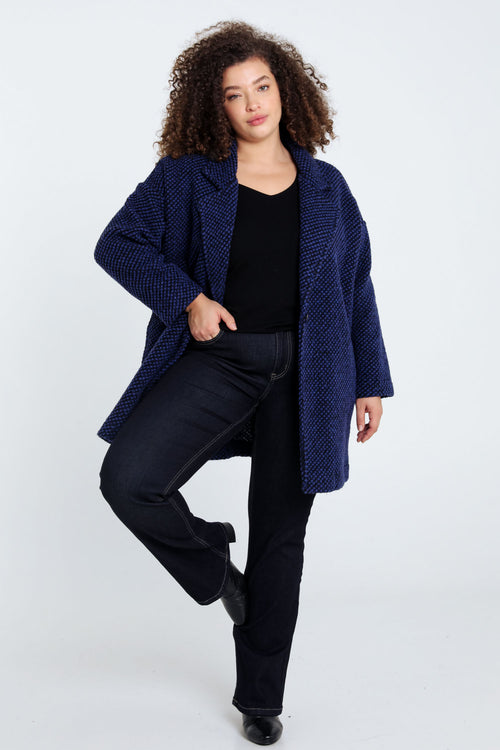 Kurze, unifarbene Jacke aus gesprenkeltem Stoff mit Wolle-Paprika-8