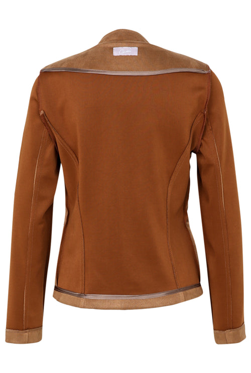 Kurze, unifarbene Motorradjacke in Wildlederoptik-Paprika-12