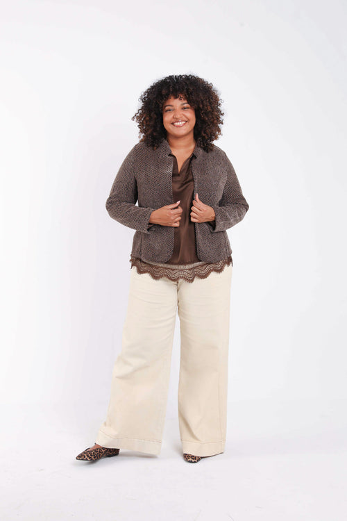 Zweifarbige Jacquard-Jacke mit Lurex-Paprika-7