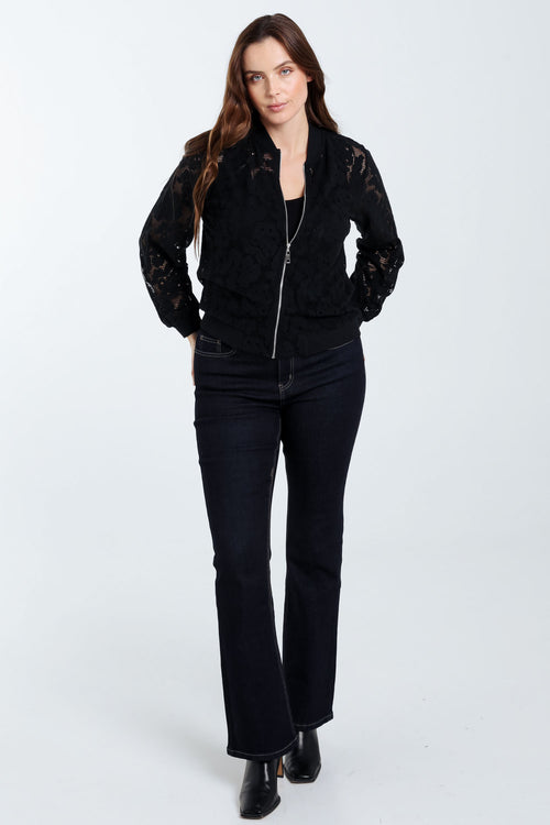 Bomberjacke aus Mesh mit Blumendruck-Paprika-7