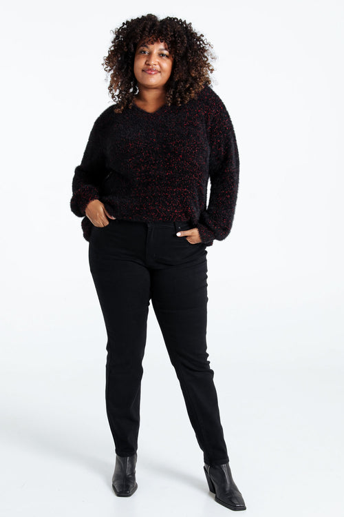 Schlichter Popcorn-Strickpullover-Paprika-7