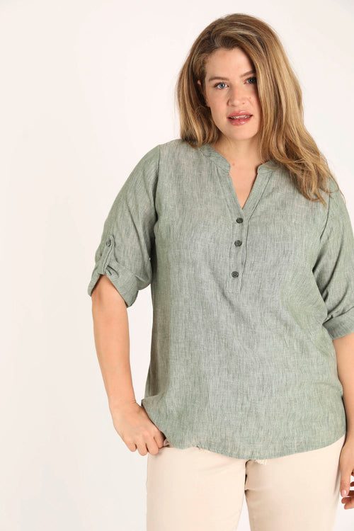 Uni melierte Bluse-Paprika-1