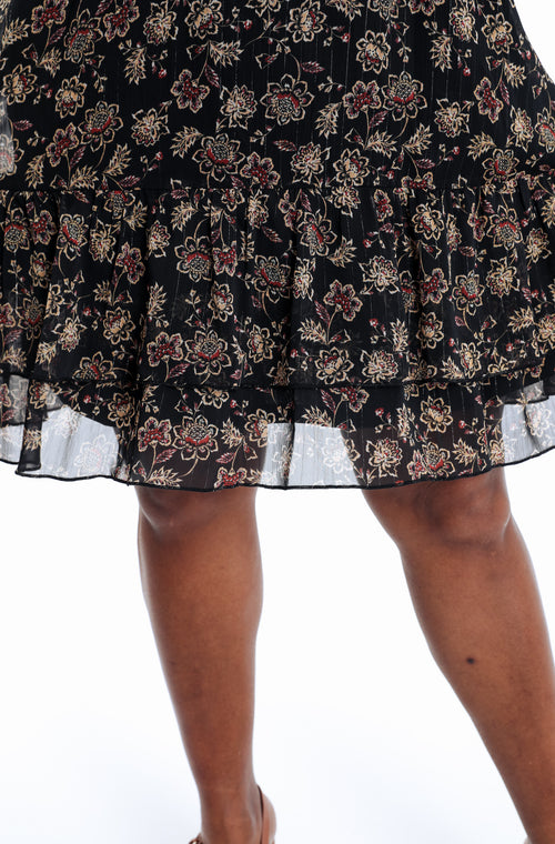 Kurzes Kleid aus bedrucktem Blumenvoile-Paprika-6