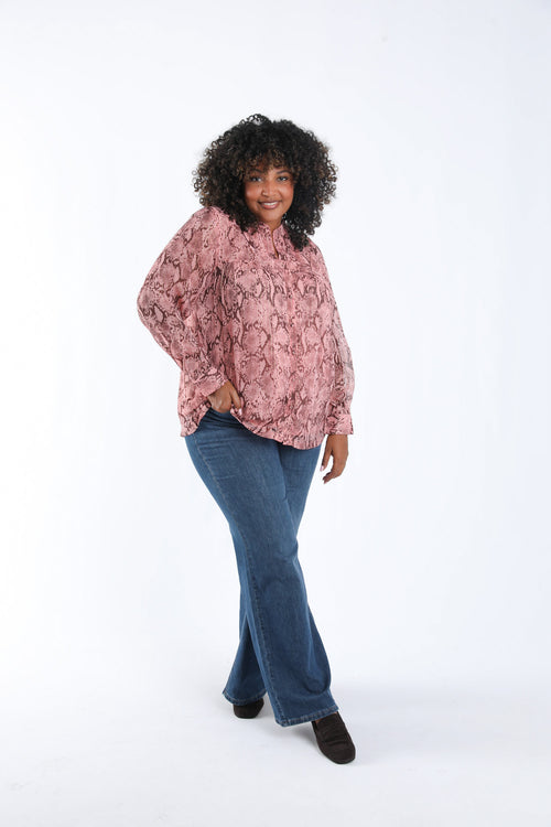 Schlangenprint-Bluse mit Lurex-Paprika-5