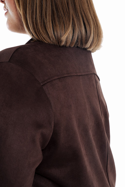 Jacke aus einfarbigem Wildlederimitat-Paprika-5