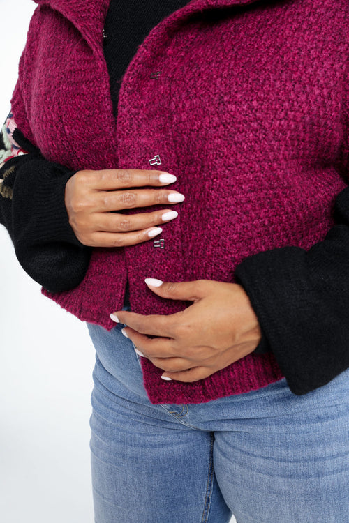 Kurze, unifarbene, ärmellose Strickjacke mit Stehkragen-Paprika-6