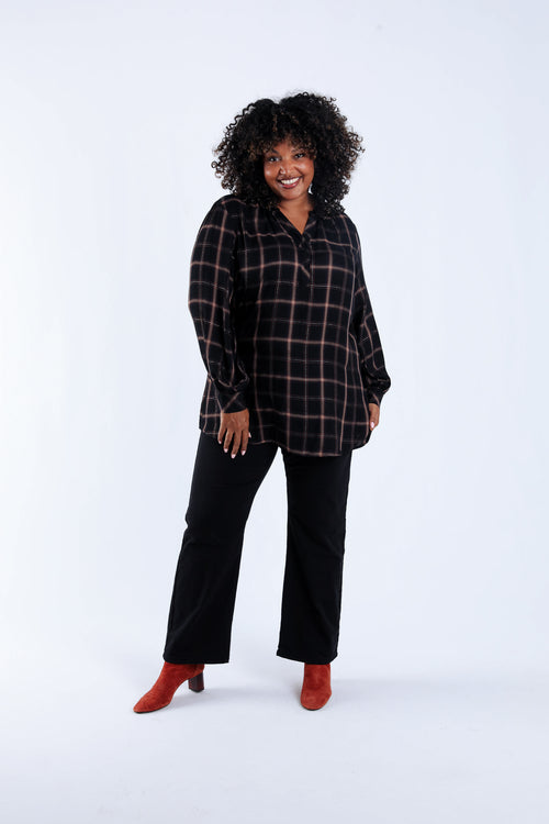 Hemd aus Viskose mit Karomuster und Lurex-Paprika-5