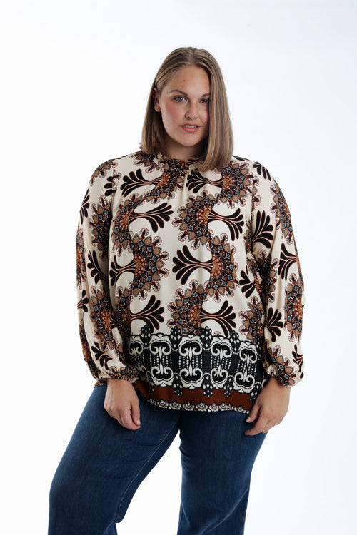 Bluse aus bedrucktem Viskosestoff-Paprika-1