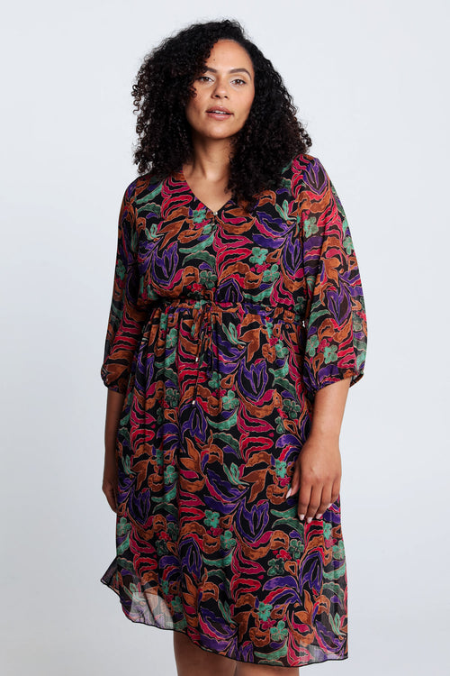 Robe en voile imprimée-Paprika-1