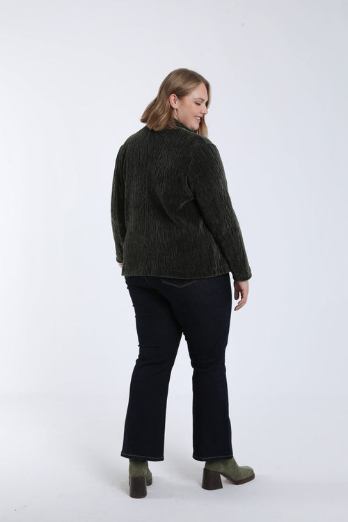 Einfarbiger Blazer aus plissiertem Samt-Paprika-2