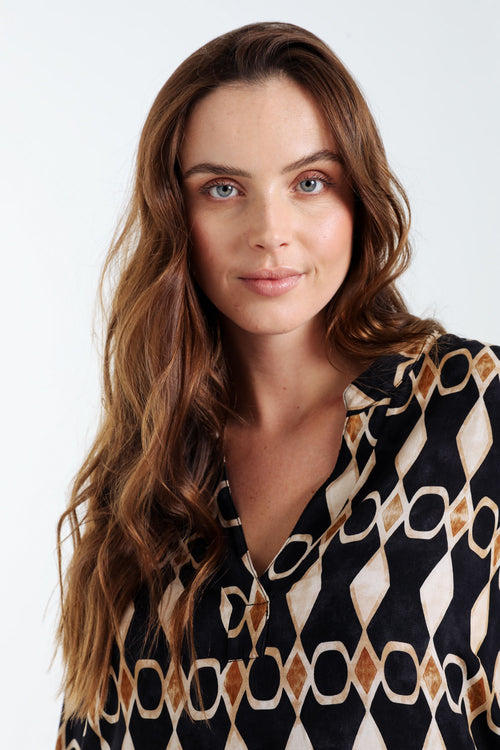 Bluse aus Viskose mit grafischem Print-Paprika-4