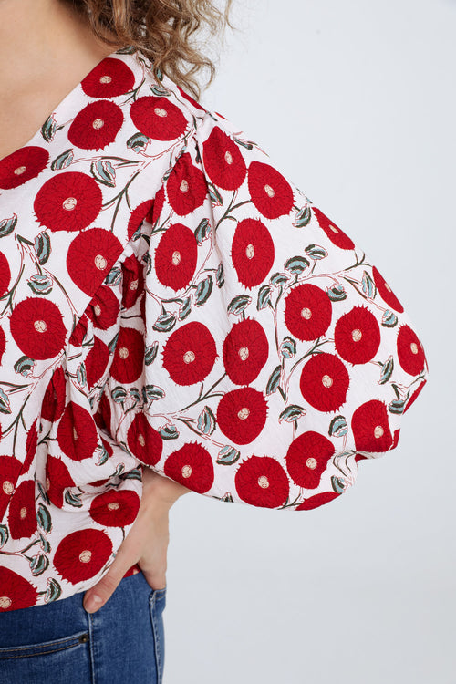 Blusenshirt mit Blumenmuster-Paprika-4