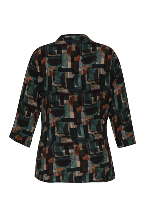 Bluse aus bedrucktem Viskosestoff mit grafischem Muster-Paprika-8