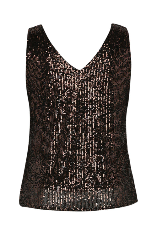 Unifarbenes, gerade geschnittenes Top mit Pailletten-Paprika-11