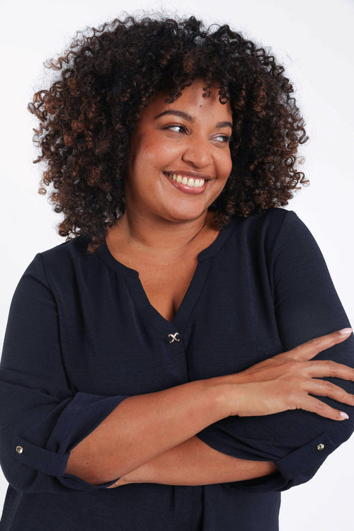 Blouse unie détail bijoux-Paprika-1