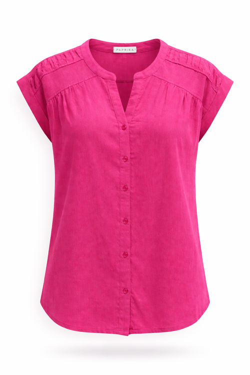 Top en coton uni-Paprika-1