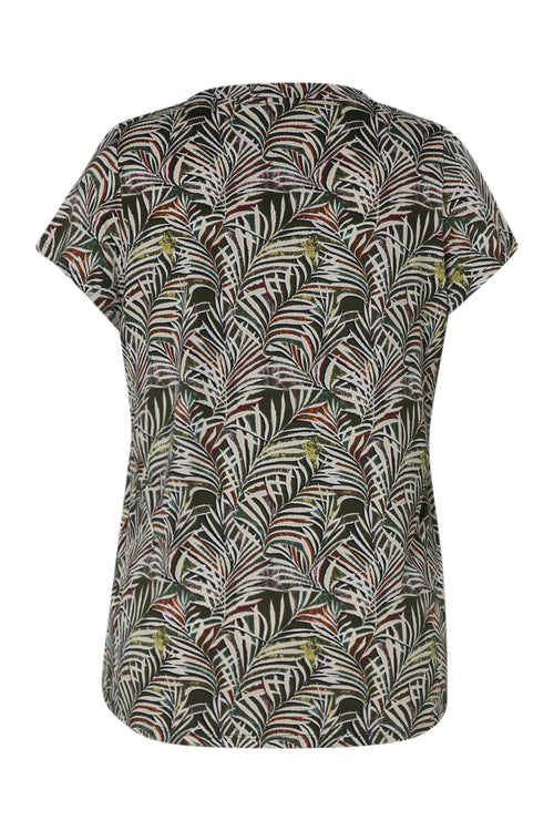 T-shirt aus kaltem Netz mit Blattdruck-Paprika-2