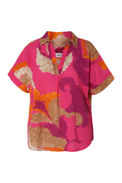 Bluse aus bedruckter Baumwolle mit Blumenmuster-Paprika-10