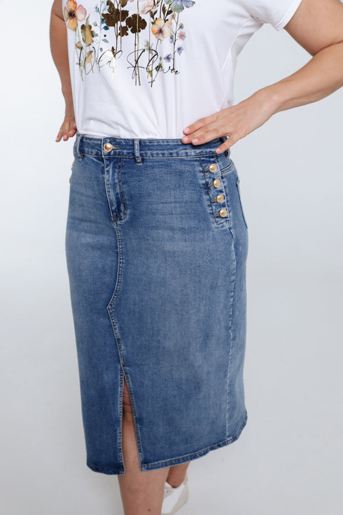 Jeansrock mit Schlitz und Knöpfen-Paprika-5