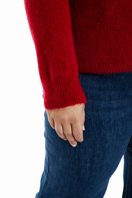 Pullover mit einfarbiger Alpakawolle-Paprika-4