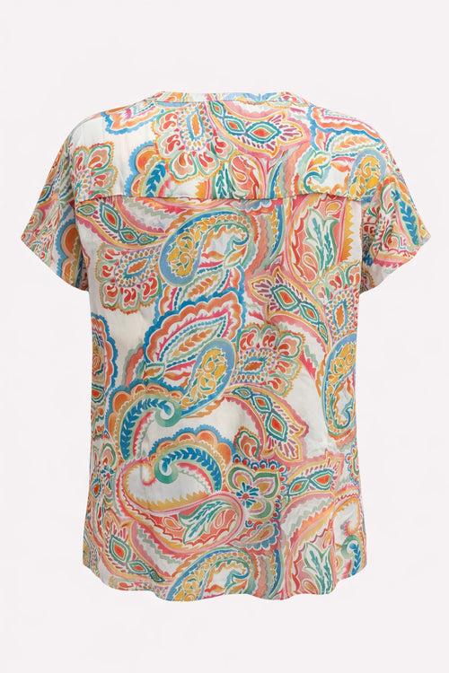 Blouse en viscose imprimé cachemire-Paprika-2