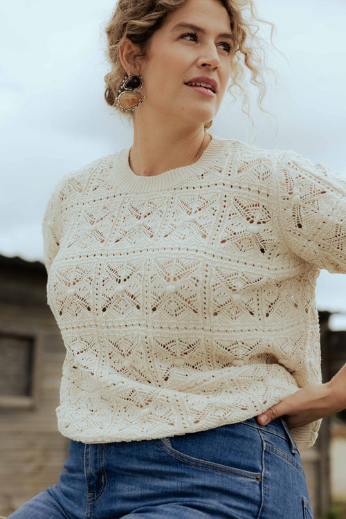 Pull court en crochet fantaisie-Paprika-1