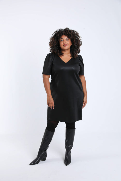 Einfarbiges Kleid mit Satin-Effekt-Paprika-1