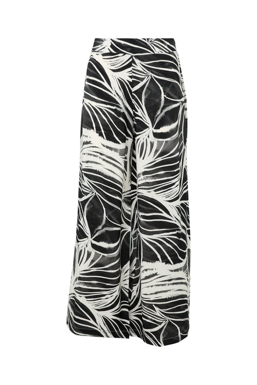 Weit geschnittene Viskosehose mit gezeichnetem Blumenmuster-Paprika-8