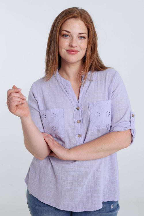 Bluse aus einfarbigem Baumwollvoile-Paprika-2