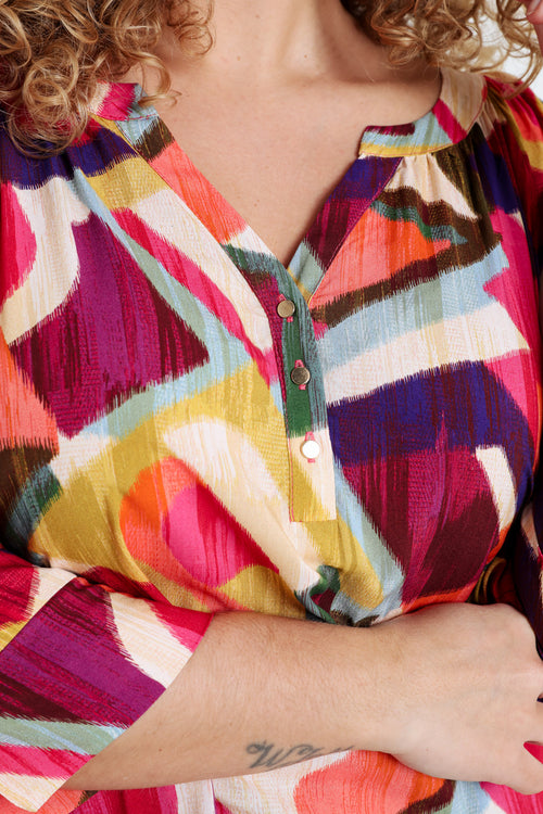 Bluse aus Viskose mit grafischem Muster-Paprika-6