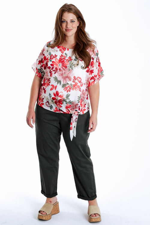 Bluse aus Viskose mit floralem Print zum Binden-Paprika-8