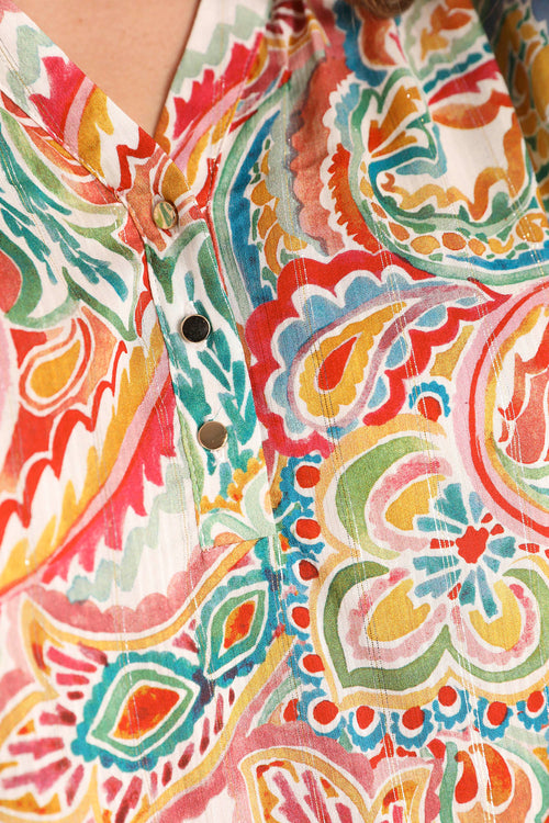 Bluse aus bedrucktem Viskose mit Paisley-Muster-Paprika-4